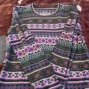 Cuddl Duds Purple and Black Fleecewear Top